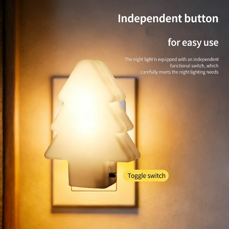 Christmas Tree Night Light Plug na may Toggle Switch